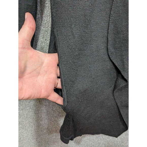 Eileen Fisher Open Front Cardigan Womens Medium Waterfall Collar Wool Black - Picture 3 of 12